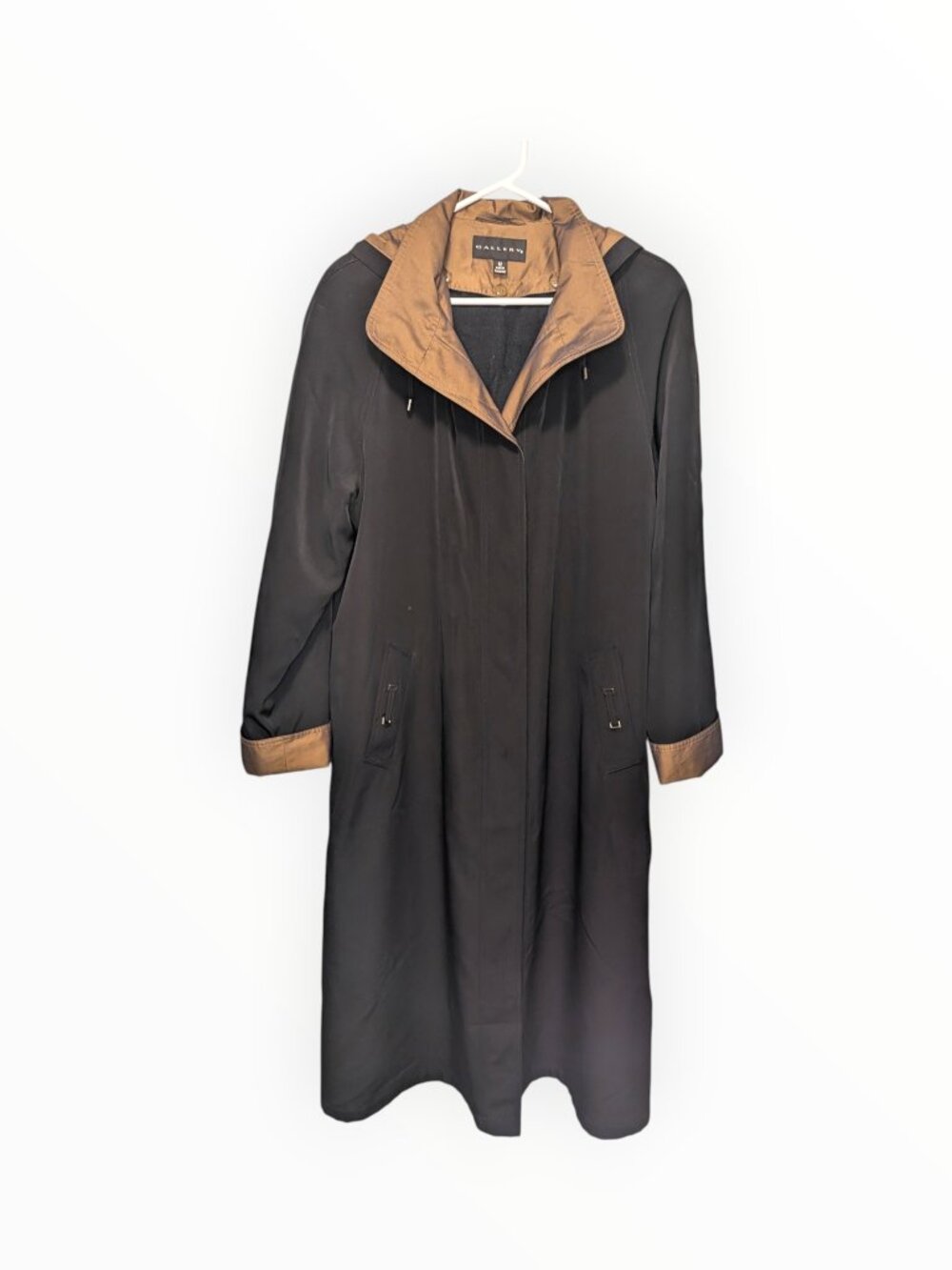 Gallery Women's Overcoat Black & Gold Removable Body Liner Size 12.